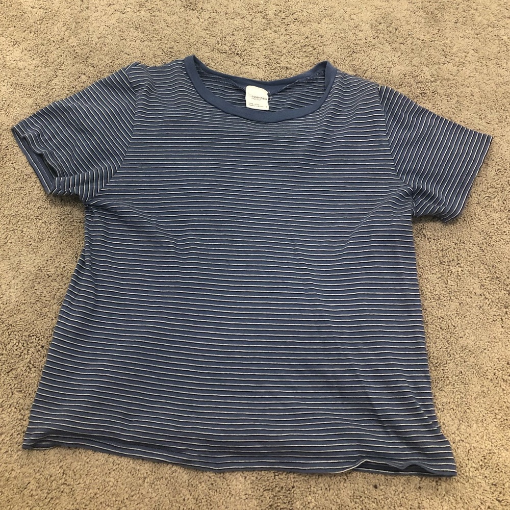 Blue Black White Striped Tee Shirt